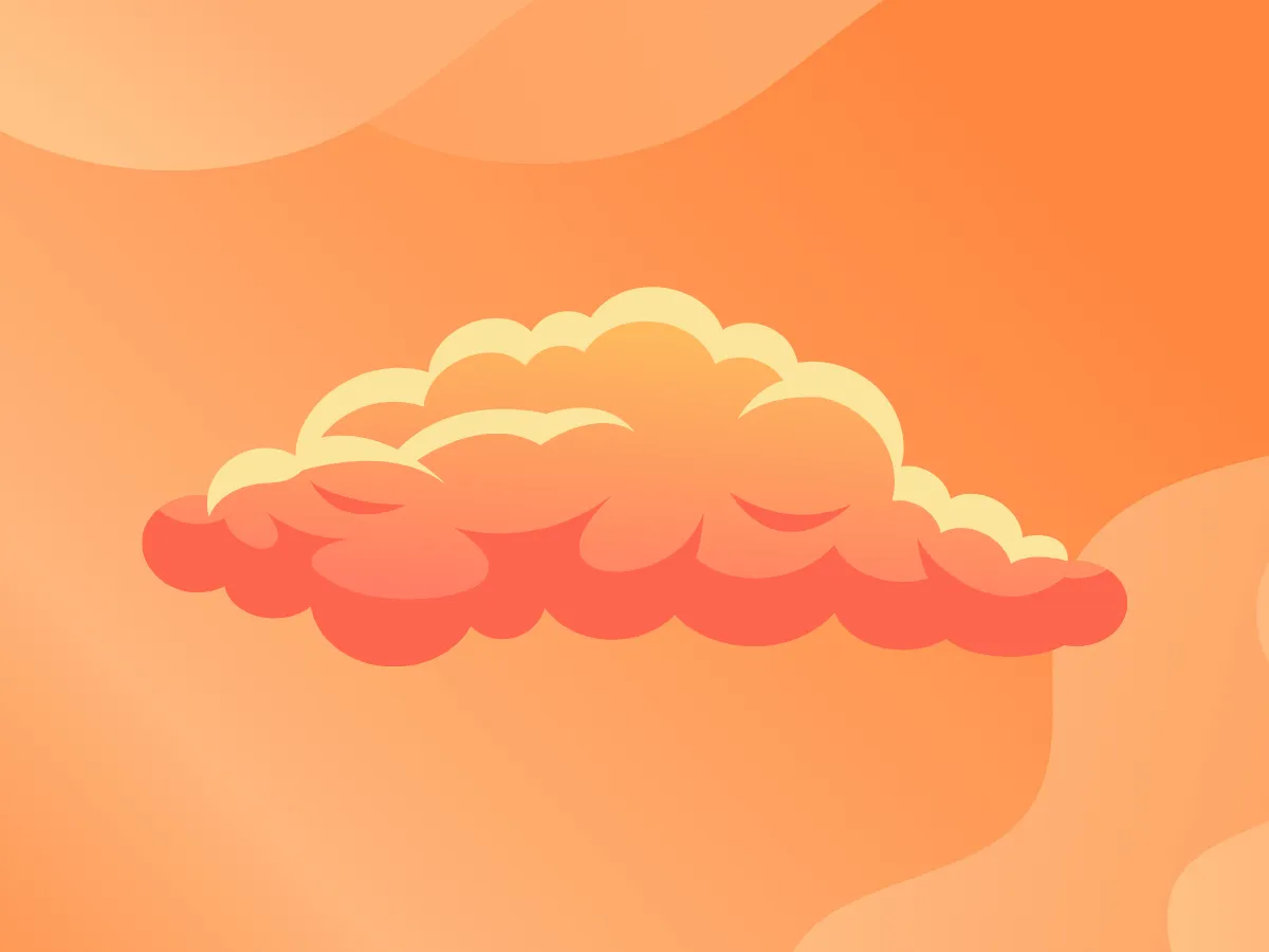 Cloud illustration on warm background symbolizing full ownership and control of your private cloud with HomeDock OS
