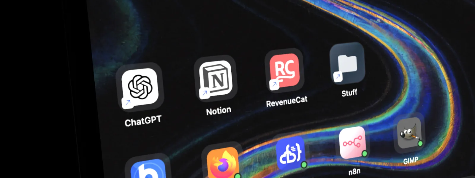 HomeDock OS 2.4 desktop shortcuts for URLs and files, with the arrow badge in the corner
