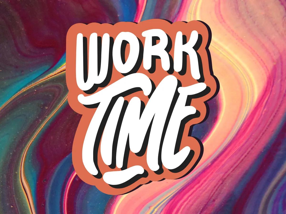 Artistic Work Time text on vibrant background, representing productivity and freelance workflow powered by HomeDock OS
