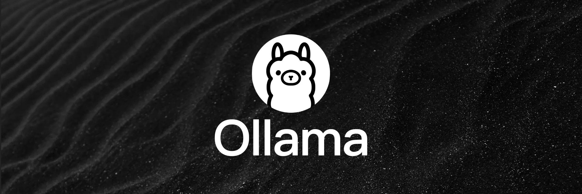 Ollama logo, local AI tool, on a black background symbolizing self-hosted performance and control