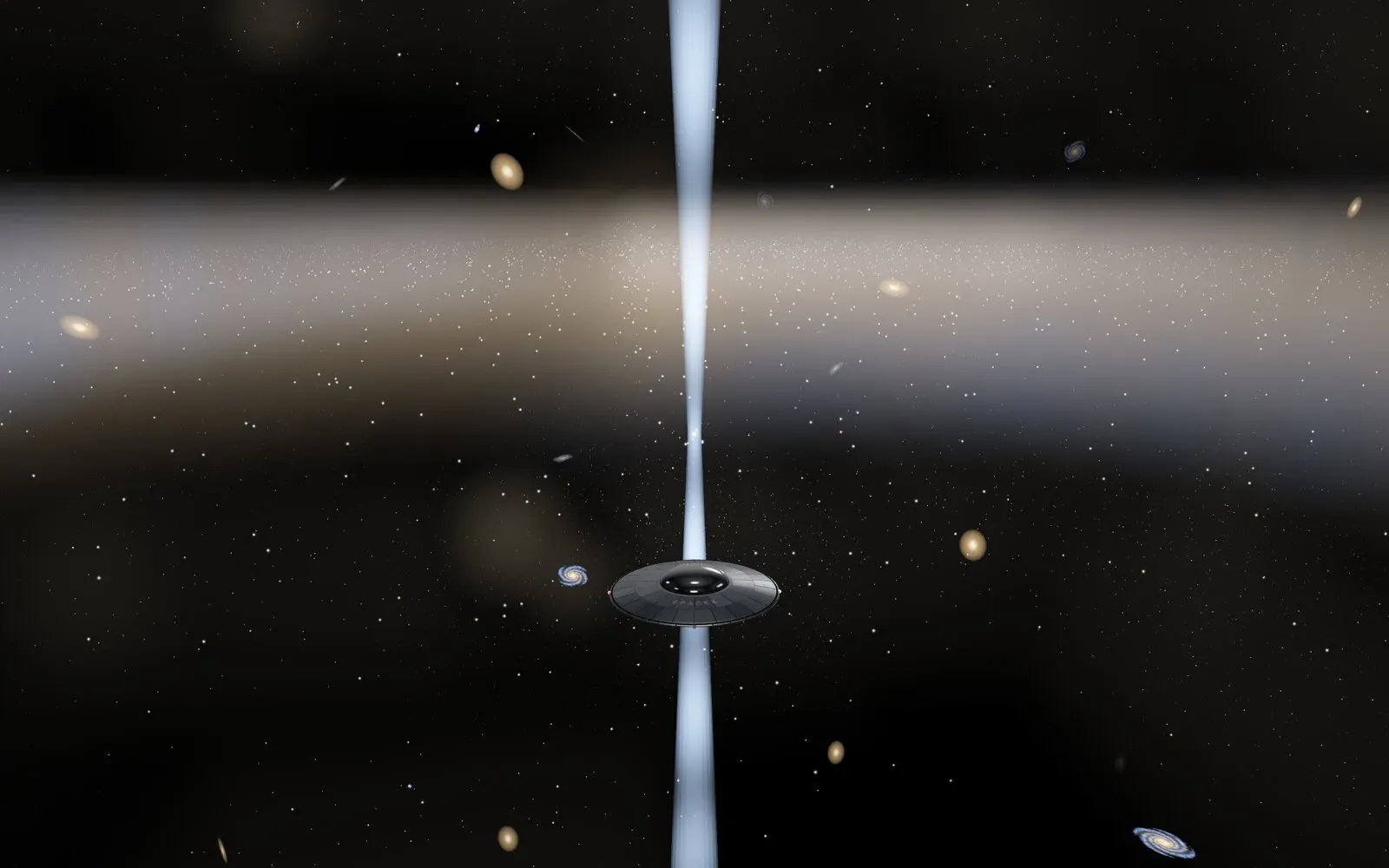 Inside a galaxy in The Atlas, next to an active galactic nucleus surrounded by dense fields of stars