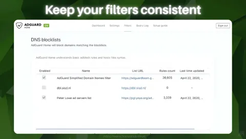 AdGuard Home Sync Screenshot - Keep your filters consistent