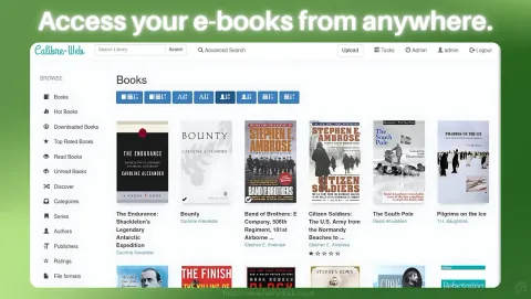 Calibre-Web Screenshot - Access your e-books from anywhere.