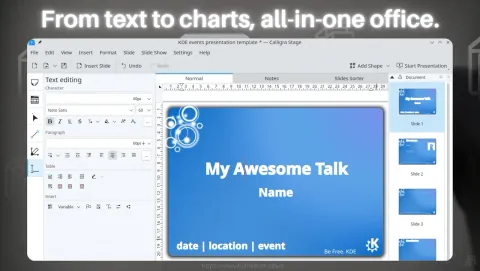 Calligra Screenshot - From text to charts, all-in-one office.