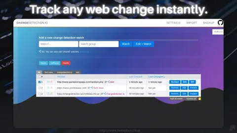 Changedetection.io Screenshot - Track any web change instantly.