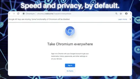 Chromium Screenshot - Speed and privacy, by default.