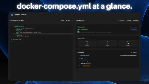 ComposeToolbox Screenshot - docker-compose.yml at a glace.