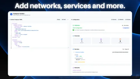 ComposeToolbox Screenshot - Add networks, services and more.