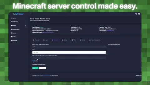 Crafty Controller Screenshot - Minecraft server control made easy.