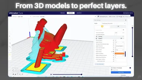 Ultimaker Cura Screenshot - From 3D models to perfect layers.