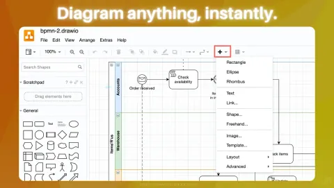 draw.io Screenshot - Diagram anything, instantly.