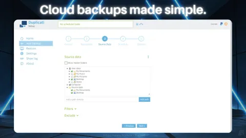 Duplicati Screenshot - Cloud backups made simple.