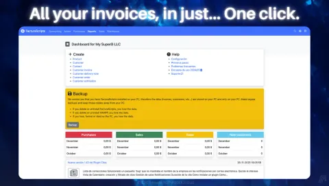 FacturaScripts Screenshot - All your invoices, in just... One click.