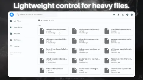 FileBrowser Screenshot - Lightweight control for heavy files.