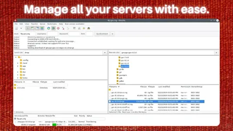 FileZilla Screenshot - Manage all your servers with ease.