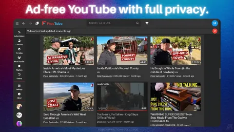 FreeTube Screenshot - Ad-free YouTube with full privacy.