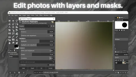 GIMP Screenshot - Edit photos with layers and masks.