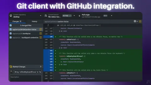 GitHub Desktop Screenshot - Git client with GitHub integration.
