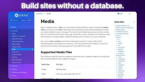 Grav Screenshot - Build websites without a database.