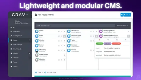 Grav Screenshot - Lightweight and modular CMS.