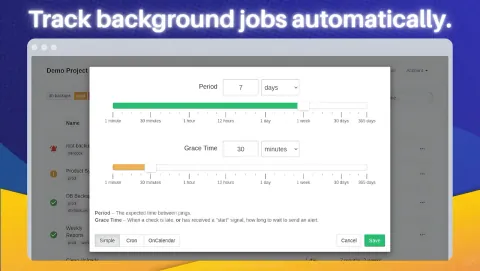 Healthchecks Screenshot - Track background jobs automatically.