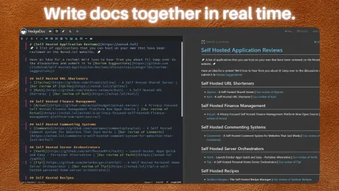 HedgeDoc Screenshot - Write docs together in real time.