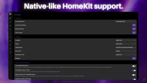 Homebridge Screenshot - Native-like HomeKit support.