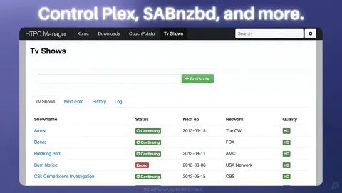 HTPC Manager Screenshot - Control Plex, SABnzbd, and more.