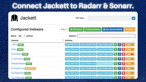 Jackett Screenshot - Connect Jackett to Radarr and Sonarr.