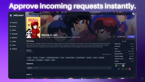 Jellyseerr Screenshot - Approve incoming requests instantly.