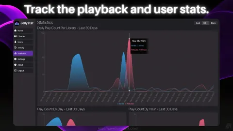 Jellystat Screenshot - Track the playback and user stats.