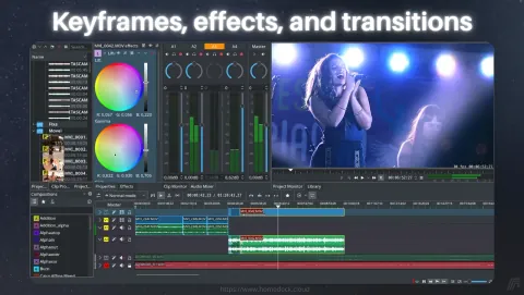 Kdenlive Screenshot - Keyframes, effects, and transitions