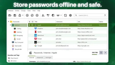 KeePassXC Screenshot - Store passwords offline and safe.