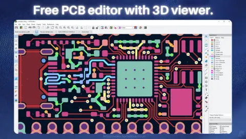 KiCad Screenshot - Free PCB editor with 3D viewer.
