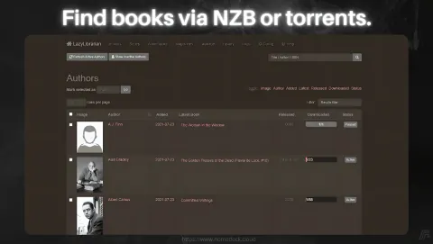 LazyLibrarian Screenshot - Find books via NZB ot torrents.