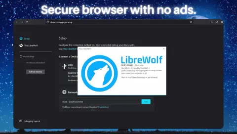LibreWolf Screenshot - Secure browser with no ads.