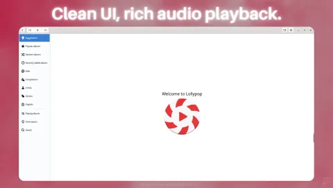 Lollypop Screenshot - Clean UI, rich audio playback.