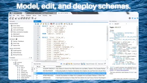 MySQL Workbench Screenshot - Model, edit, and deploy schemas.