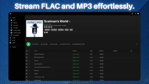 Navidrome Screenshot - Stream FLAC and MP3 effortlessly.