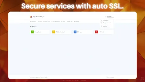 Nginx Proxy Manager Screenshot - Secure services with auto SSL.