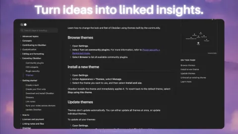 Obsidian Screenshot - Turn ideas into linked insights.