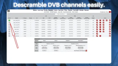 OSCam Screenshot - Descramble DVB channels easily.