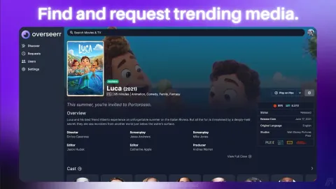 Overseerr Screenshot - Find and request trending media.