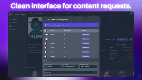 Overseerr Screenshot - Clean interface for content requests.