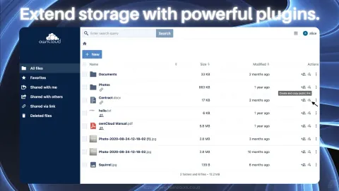 ownCloud Screenshot - Extend storage with powerful plugins.