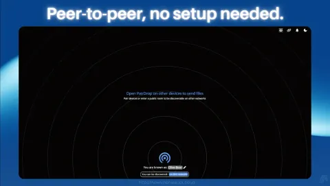 PairDrop Screenshot - Peer-to-peer, no setup needed.