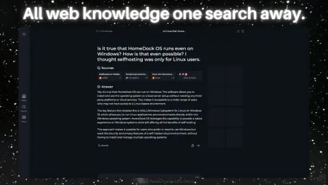 Perplexica Screenshot - All web knowledge one search away.