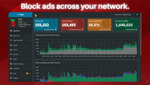 Pi-hole Screenshot - Block ads across your network.