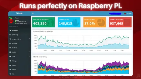 Pi-hole Screenshot - Runs perfectly on the Raspberry Pi.