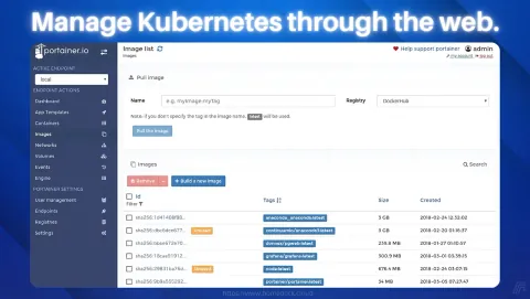 Portainer Screenshot - Manage Kubernetes through the web.
